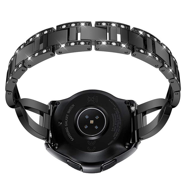 22mm Diamond Decor Stainless Steel Smart Watch Band for Samsung Gear S3 Classic/Frontier/Gear 2 R380 etc - Black