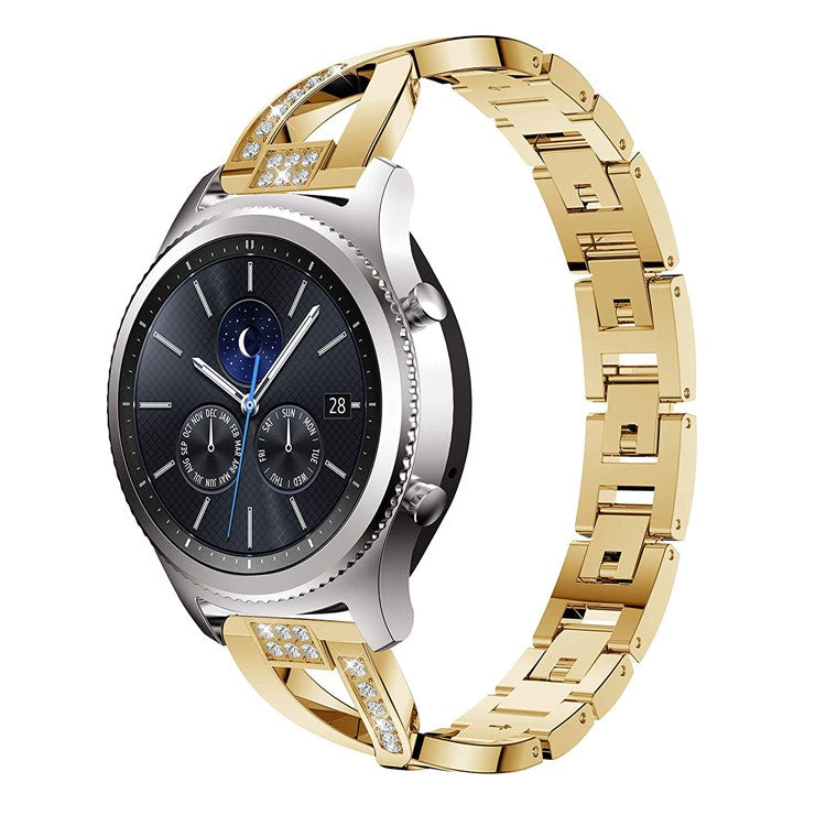 22mm Diamond Decor Stainless Steel Smart Watch Band for Samsung Gear S3 Classic/Frontier/Gear 2 R380 etc - Gold