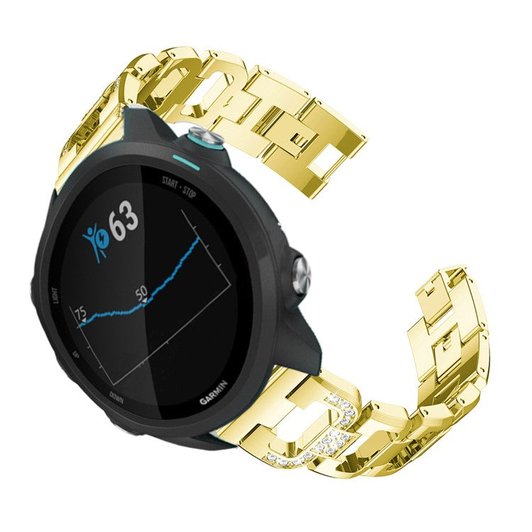 20mm X-shape Rhinestone Decor Alloy Smart Watch Band Strap for Garmin Forerunner 245 - Gold