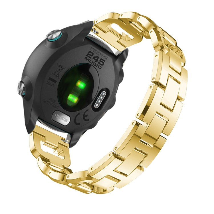 20mm X-shape Rhinestone Decor Alloy Smart Watch Band Strap for Garmin Forerunner 245 - Gold