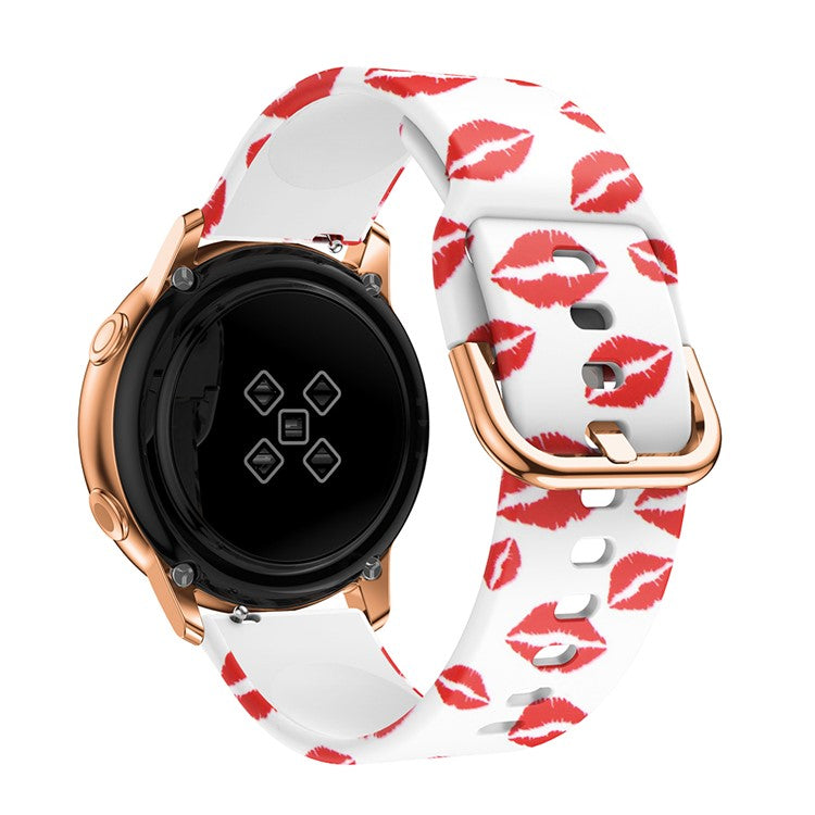 20mm Pattern Printing Silicone Watch Strap for Samsung Galaxy Watch Active, Pin Buckle Watch Wrist Band - Red Lip