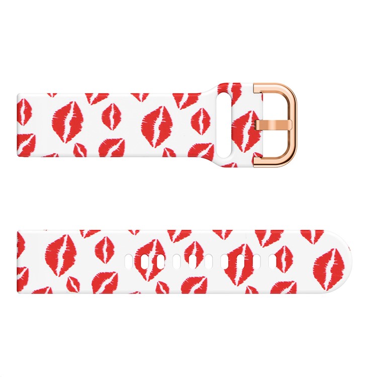 20mm Pattern Printing Silicone Watch Strap for Samsung Galaxy Watch Active, Pin Buckle Watch Wrist Band - Red Lip