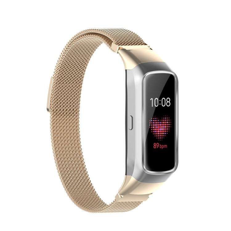 Milanese Fine Mesh Stainless Steel Magnetic Smart Watch Replacement Strap for Samsung Galaxy Fit SM-R370 - Gold