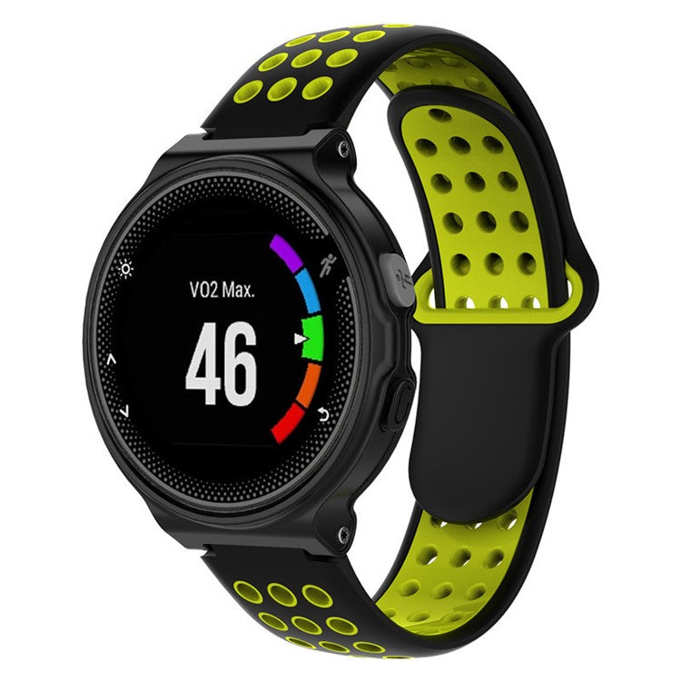 26mm Dual-colors Silicone Watch Strap Band for Garmin Forerunner 735XT/220/230/235/620/630 - Black/Fluorescent Green