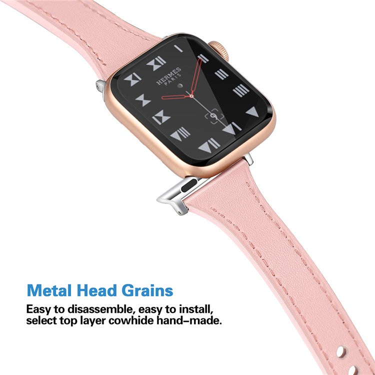 Genuine Leather Smart Watchband for Apple Watch Series 6 / SE / SE (2022) / 5 / 4 40mm / Series 3 / 2 / 1 Watch 38mm - Pink