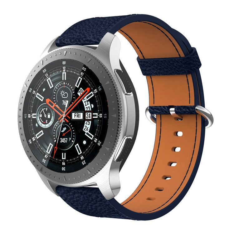 22mm Classic Buckle Genuine Leather Smart Watch Band for Samsung Galaxy Watch 46mm/Gear S3 Classic/Gear S3 Frontier - Dark Blue