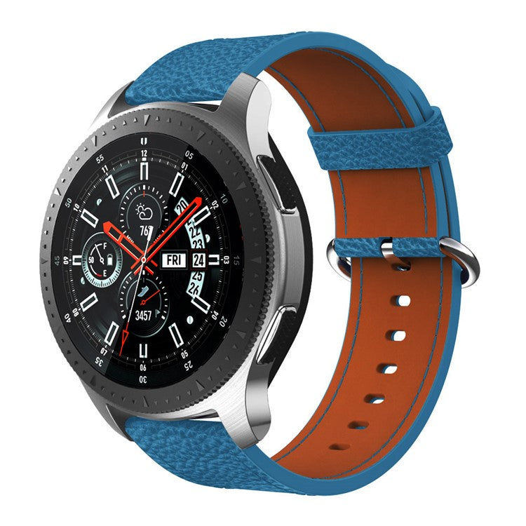 22mm Classic Metal Buckle Genuine Leather Smart Watch Strap for Samsung Gear S3 Classic/Galaxy Watch 46mm - Baby Blue