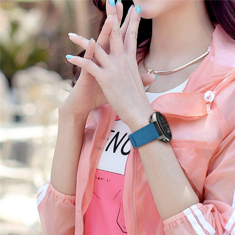 22mm Classic Metal Buckle Genuine Leather Smart Watch Strap for Samsung Gear S3 Classic/Galaxy Watch 46mm - Baby Blue