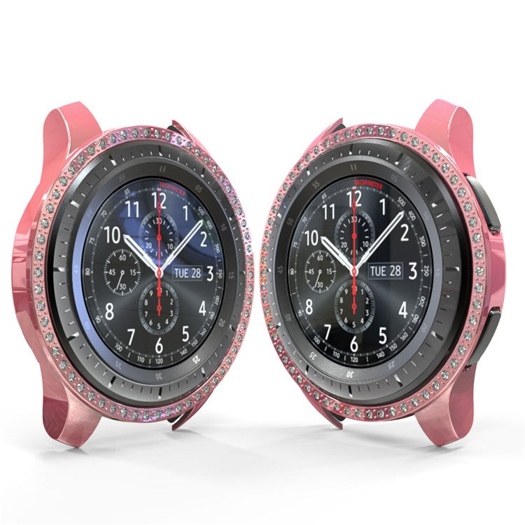 Rhinestone Decor PC Frame Case for Samsung Galaxy Watch 46mm - Pink