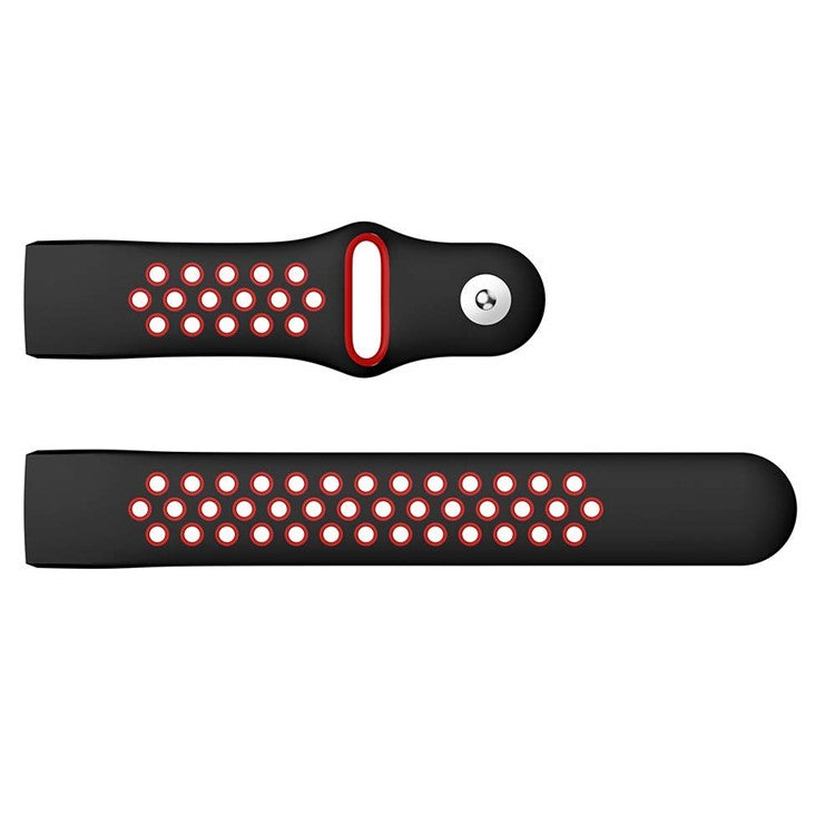 Two-color Soft Silicone Watch Band for Fitbit Charge 3 - Black / Red