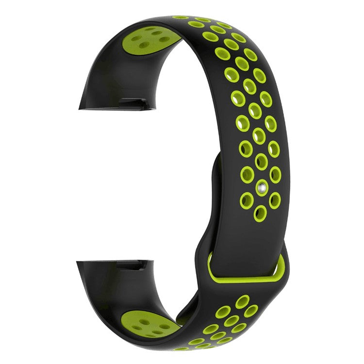 Two-color Soft Silicone Watch Band for Fitbit Charge 3 - Grey / Blackish Green