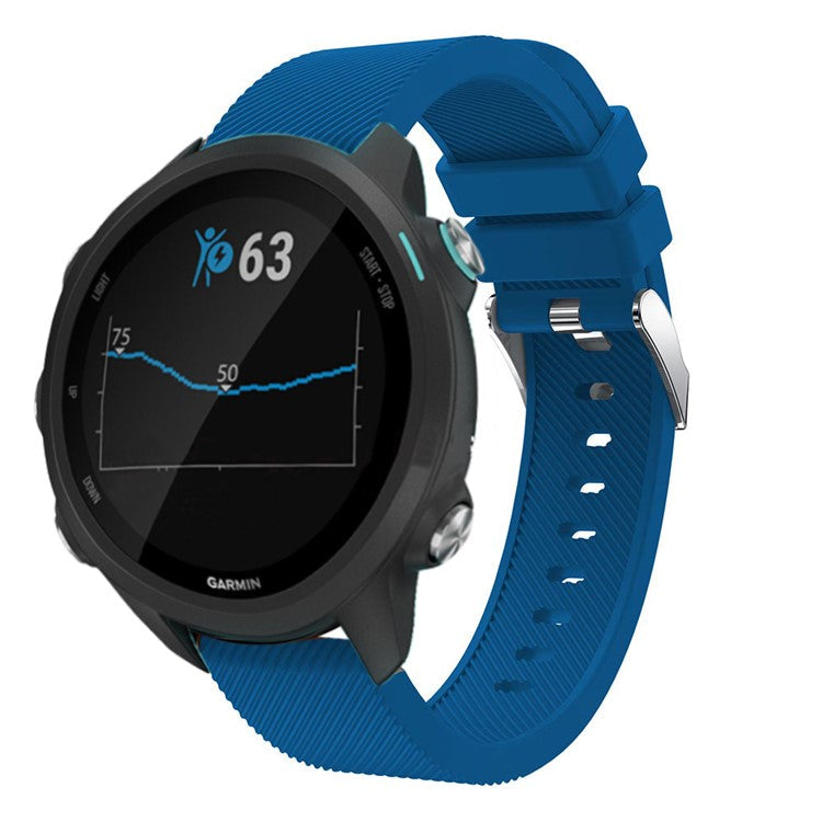 20mm Twill Skin Silicone Watch Band for Garmin Forerunner 645/245/245M - Dark Blue