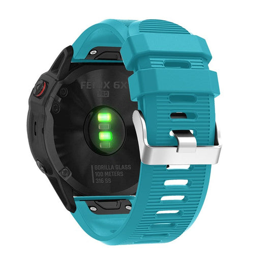 Cross Grain Silicone Smart Watch Band Strap Replacement for Garmin Fenix 7X / 6X Sapphire GPS / 6X Pro 51mm / 6X GPS / 5X GPS / 5X Plus - Baby Blue