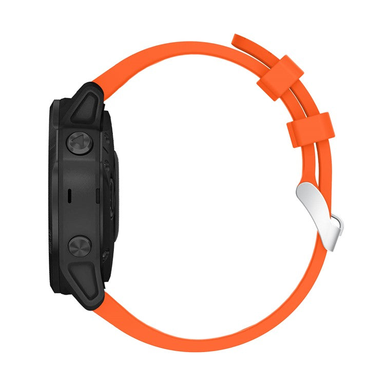 Stylish Silicone Sport Watch Band Strap Replacement with Silver Buckle for Garmin Fenix 7S/6S/6S Pro/5S/5S Plus/Instinct 2S - Orange