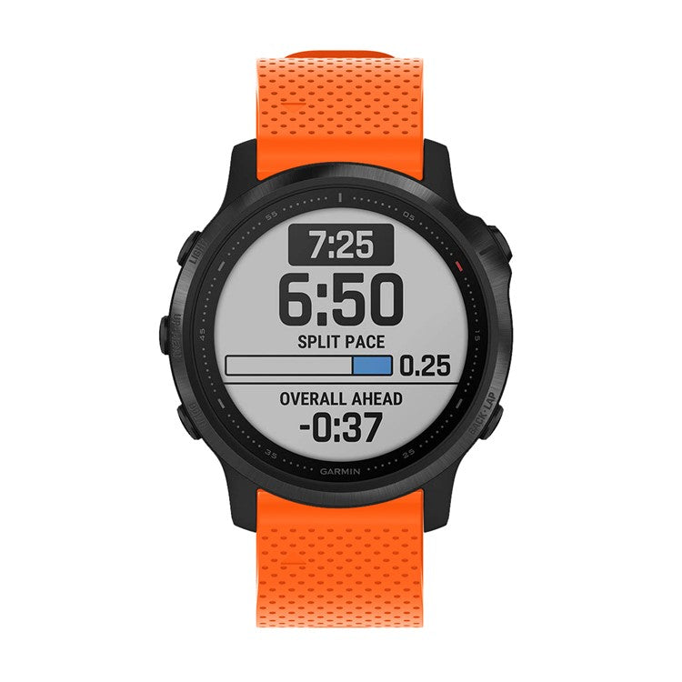 Stylish Silicone Sport Watch Band Strap Replacement with Silver Buckle for Garmin Fenix 7S/6S/6S Pro/5S/5S Plus/Instinct 2S - Orange