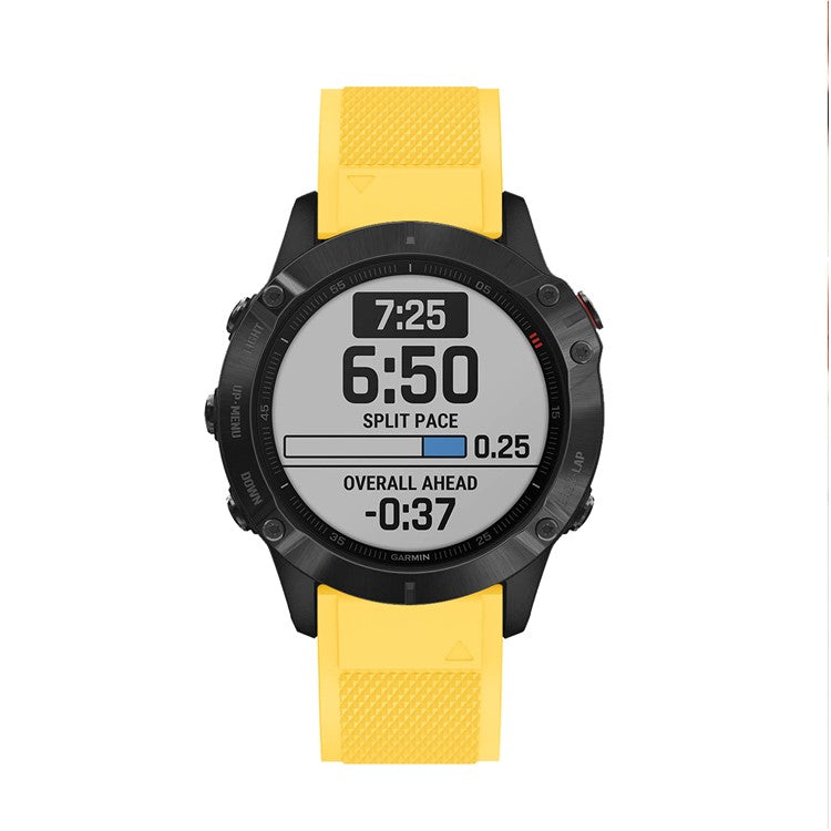 For Garmin Fenix 7X/6X Sapphire GPS/6X Pro/6X GPS/5X GPS/5X Plus Silicone Sport Watch Band Adjustable Watch Strap Replacement with Silver Buckle - Yellow