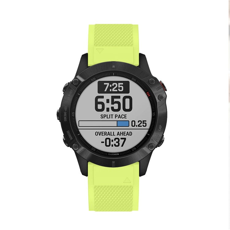 For Garmin Fenix 7X/6X Sapphire GPS/6X Pro/6X GPS/5X GPS/5X Plus Silicone Sport Watch Band Adjustable Watch Strap Replacement with Silver Buckle - Light Green