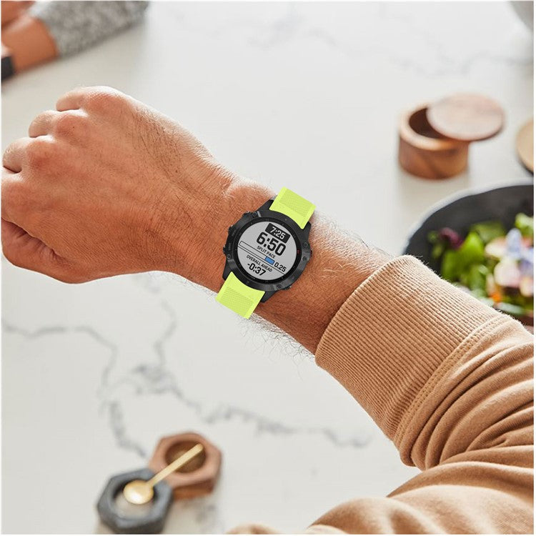For Garmin Fenix 7X/6X Sapphire GPS/6X Pro/6X GPS/5X GPS/5X Plus Silicone Sport Watch Band Adjustable Watch Strap Replacement with Silver Buckle - Light Green