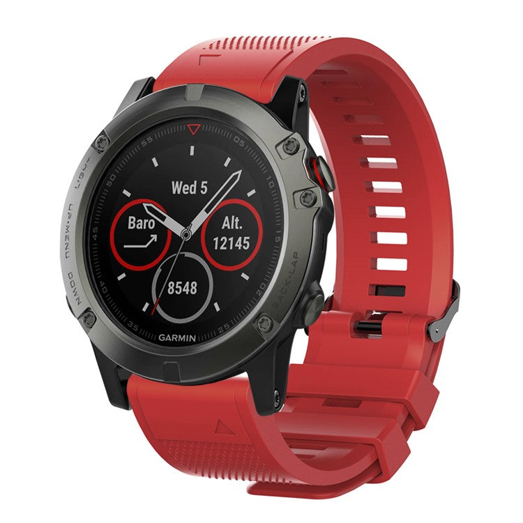 26mm Silicone Watch Band for Garmin Fenix 6X/6X Pro/Fenix 5X/Fenix 5X Plus, Soft Watch Wrist Strap Replacement - Red