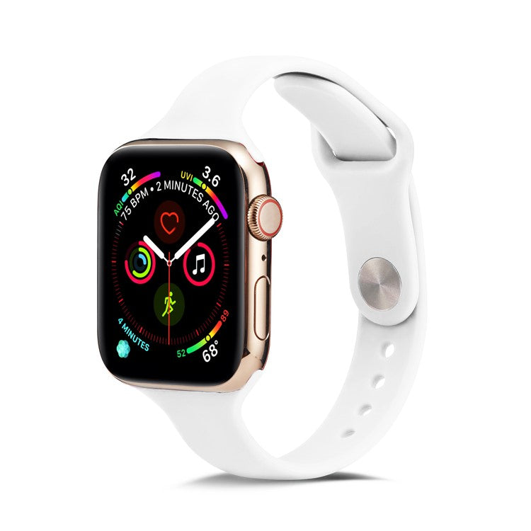 Soft Silicone Watch Band Replacement for Apple Watch Series 10 42mm / 9 8 7 41mm / SE (2023) SE (2022) SE 6 5 4 40mm / 3 2 1 38mm - White