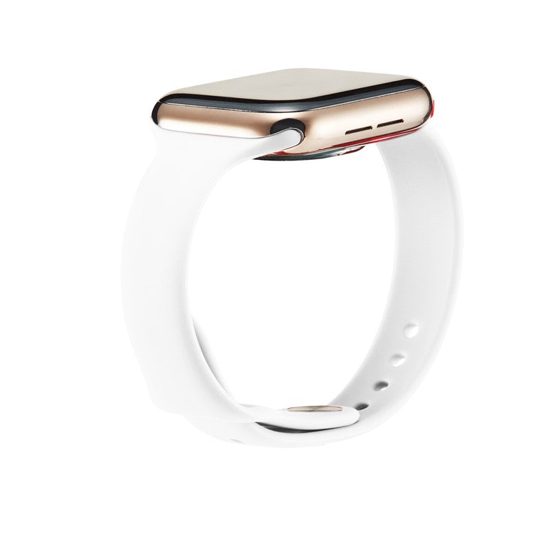 Soft Silicone Watch Band Replacement for Apple Watch Series 10 42mm / 9 8 7 41mm / SE (2023) SE (2022) SE 6 5 4 40mm / 3 2 1 38mm - White