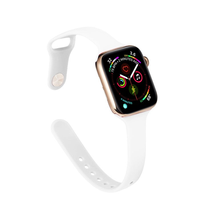 Soft Silicone Watch Band Replacement for Apple Watch Series 10 42mm / 9 8 7 41mm / SE (2023) SE (2022) SE 6 5 4 40mm / 3 2 1 38mm - White