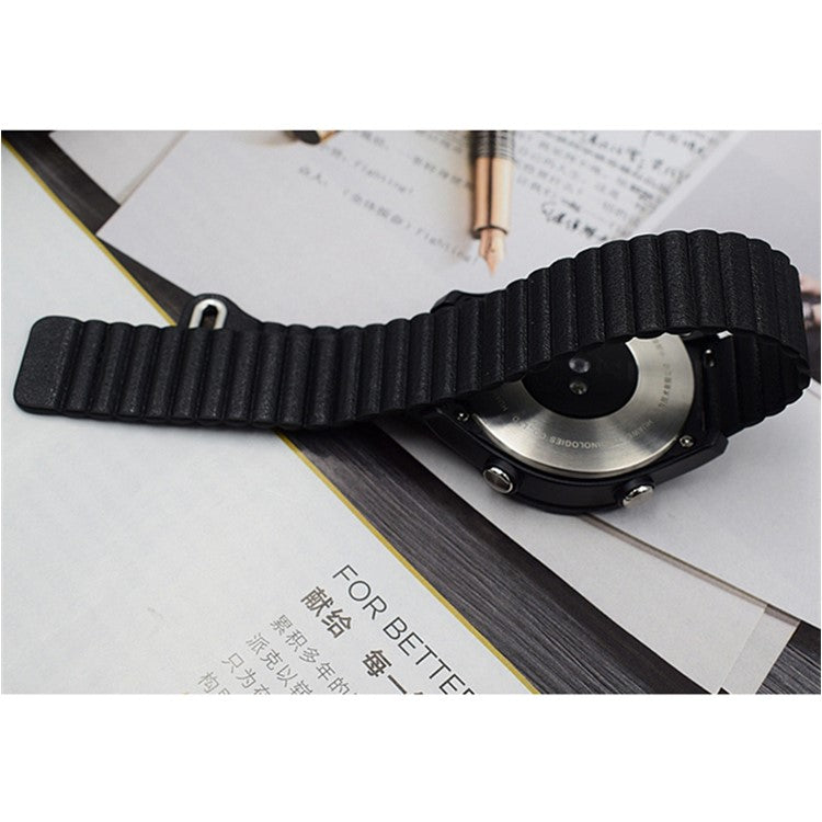 22mm Magnetic Buckle Leather Watch Bands for Samsung Galaxy Gear S3 Classic/Frontier / Huawei Watch GT / Motorola Moto 360 2nd Gen / Ticwatch - Black