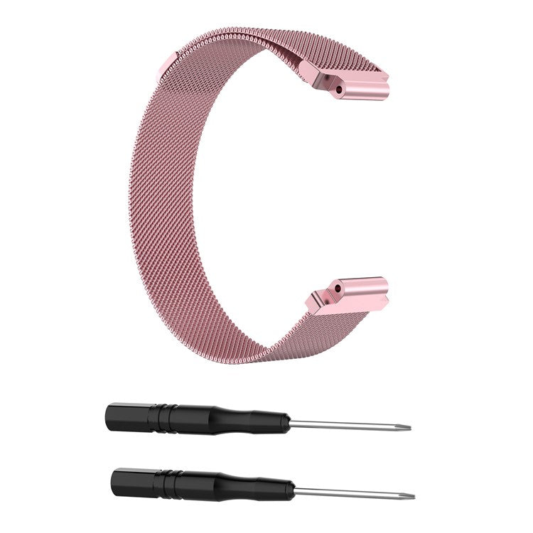 Milanese Fine Mesh Stainless Steel Smart Watch Band for Garmin Forerunner 220/230/235/630/620/735 - Pink