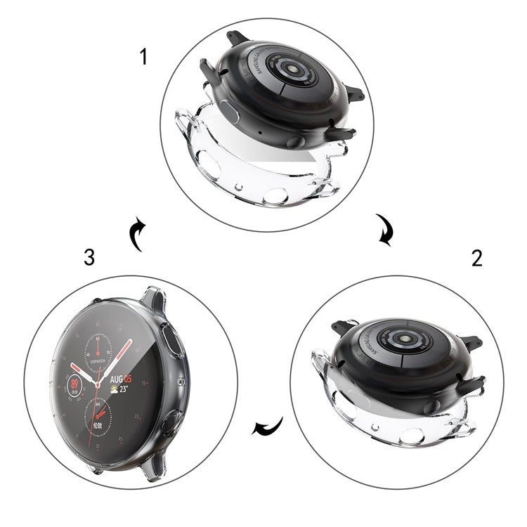All-round Protective Electroplating TPU Watch Cover for Samsung Galaxy Watch Active 2 44mm - Transparent