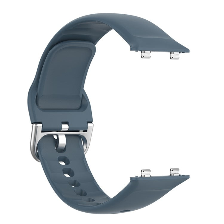 Solid Color Silicone Smart Watch Strap Adjustable Wrist Band for Oppo Watch 2 46mm - Dark Blue