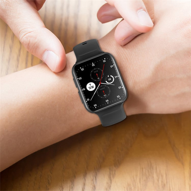 Solid Color Silicone Smart Watch Strap Adjustable Wrist Band for Oppo Watch 2 46mm - Dark Blue