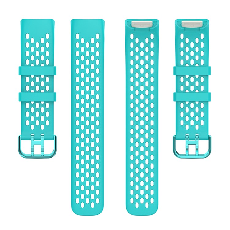 Soft Silicone Sport Replacement Watch Strap with Breathable Holes for Fitbit Charge 6 / 5 - Teal