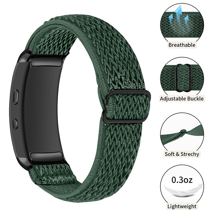 For Samsung Gear Fit2 SM-R360 Nylon Woven Watch Strap Replacement Adjustable Wrist Band - Army Green