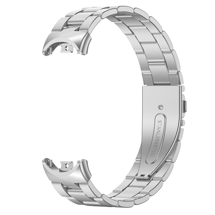 For Xiaomi Smart Band 9 NFC / 9 / 8 NFC / 8 3 Beads Smart Watch Metal Band Replacement Wrist Strap - Silver