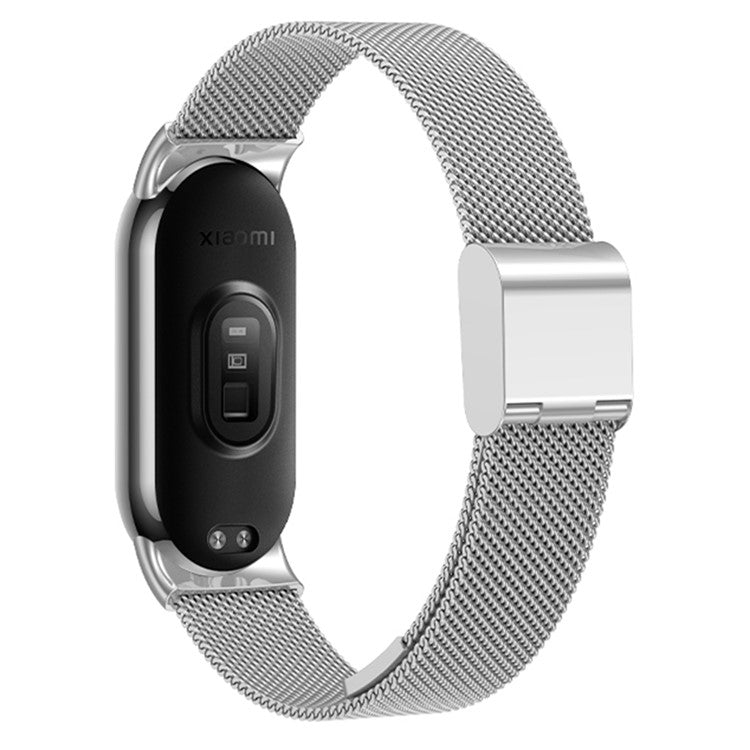 For Xiaomi Smart Band 9 NFC / 9 / 8 NFC / 8 Milanese Smartwatch Strap Metal Fine Mesh Wrist Band with Buckle - Silver