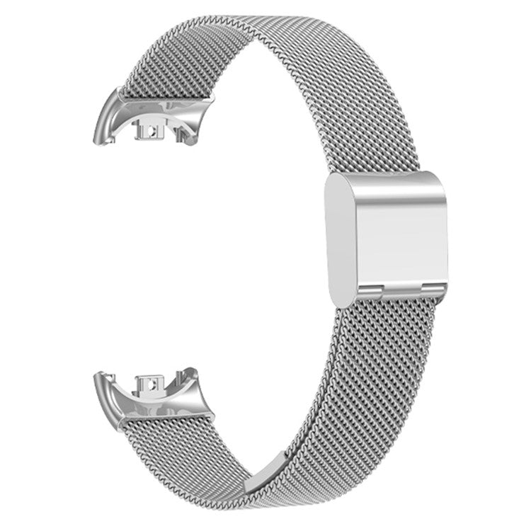 For Xiaomi Smart Band 9 NFC / 9 / 8 NFC / 8 Milanese Smartwatch Strap Metal Fine Mesh Wrist Band with Buckle - Silver