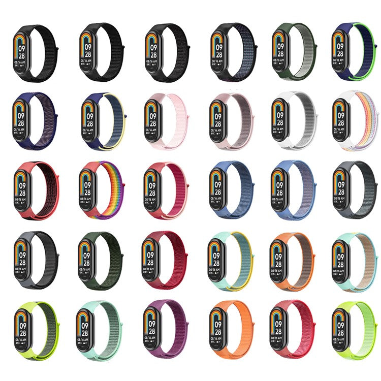 For Xiaomi Smart Band 9 NFC / 9 / 8 NFC / 8 Soft Nylon Watch Band Adjustable Sport Wrist Strap - Pearl Pink