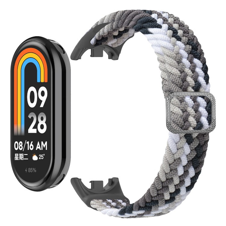 For Xiaomi Smart Band 9 NFC / 9 / 8 NFC / 8 Stretchy Nylon Watch Band Adjustable Braided Sport Strap - Black