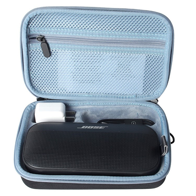 For Bose SoundLink Flex Shockproof Storage Box Dustproof Wear-resistant Speaker Storage Case Bag with Shoulder Strap - Black / Blue