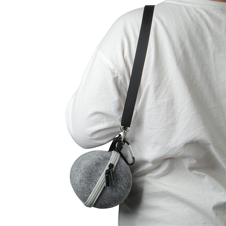 Felt Storage Bag for JBL Pulse 5 Bluetooth Speaker, Shockproof Zipper Carrying Case with Shoulder Strap and Carabiner - Grey