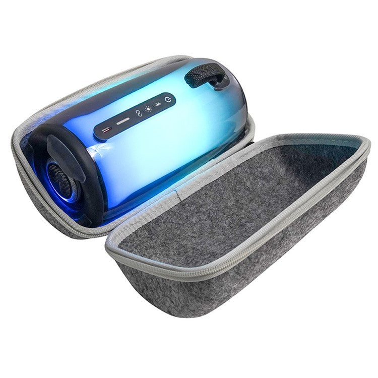 Felt Storage Bag for JBL Pulse 5 Bluetooth Speaker, Shockproof Zipper Carrying Case with Shoulder Strap and Carabiner - Grey