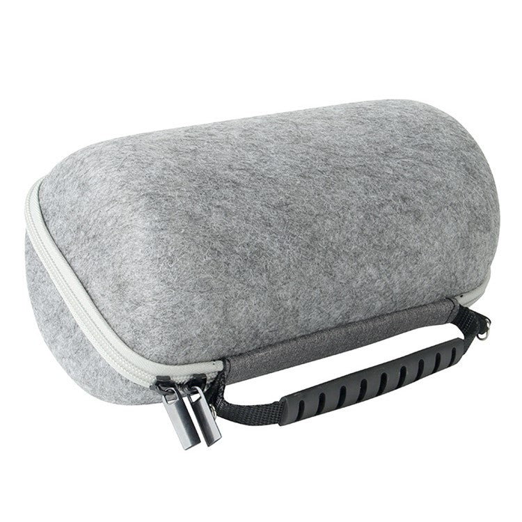 Felt Storage Bag for JBL Pulse 5 Bluetooth Speaker, Shockproof Zipper Carrying Case with Shoulder Strap and Carabiner - Grey