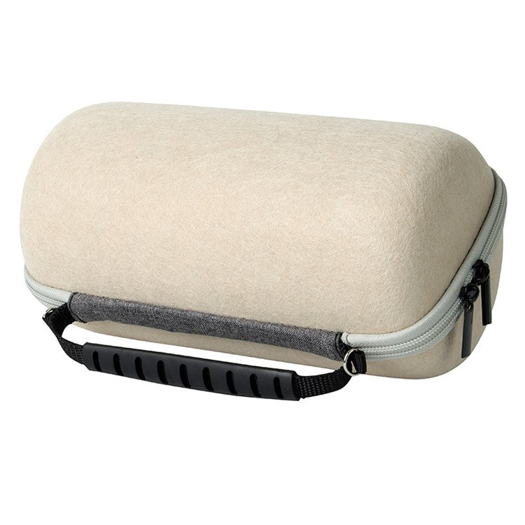 Felt Storage Bag for JBL Pulse 5 Bluetooth Speaker, Shockproof Zipper Carrying Case with Shoulder Strap and Carabiner - Apricot