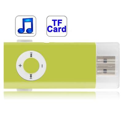 TF  Card Slot MP3 Player with Clip (LightGreen)