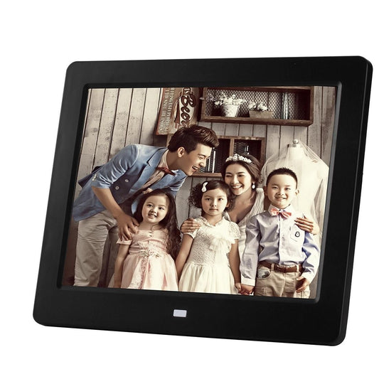 8 inch LED Display Multi-media Digital Photo Frame with Holder & Music & Movie Player, Support USB / SD Card Input (Black)