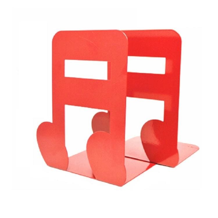 2 PCS Musical Note Metal Bookends Iron Support Holder Desk Stands For Books (Red Sixteenth)