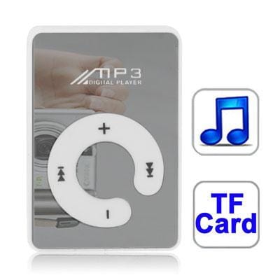 Mirror MP3 Player with TF Card Slot, Clip (White)