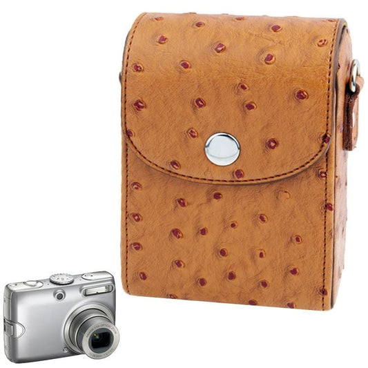 Ostrich Skin Texture Universal Mini Leather Camera Bag with Strap (Brown)