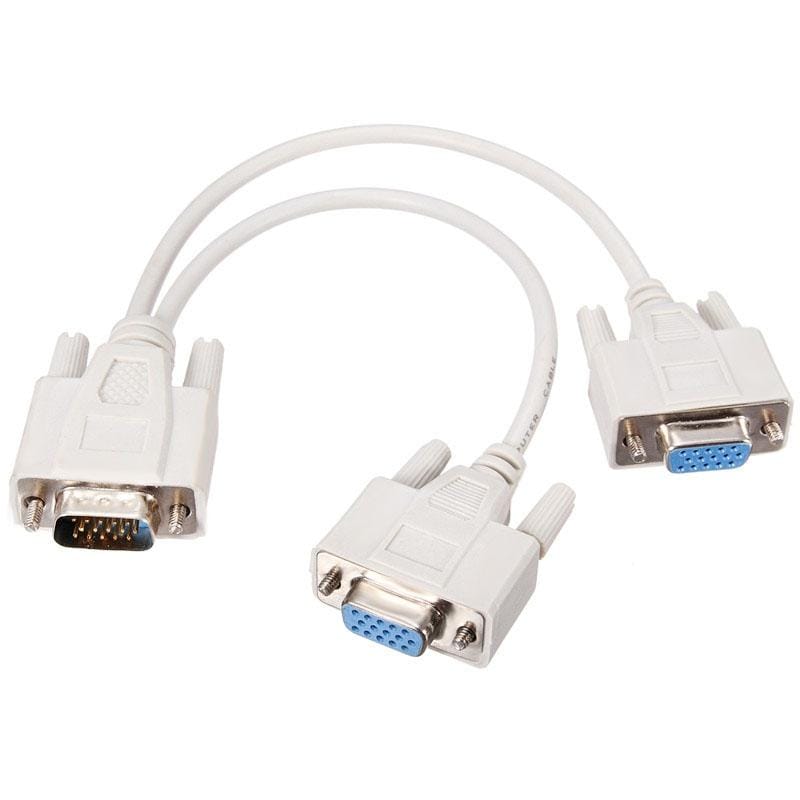 VGA SVGA HDB15 Male to 2 Female Splitter Cable (Style1)