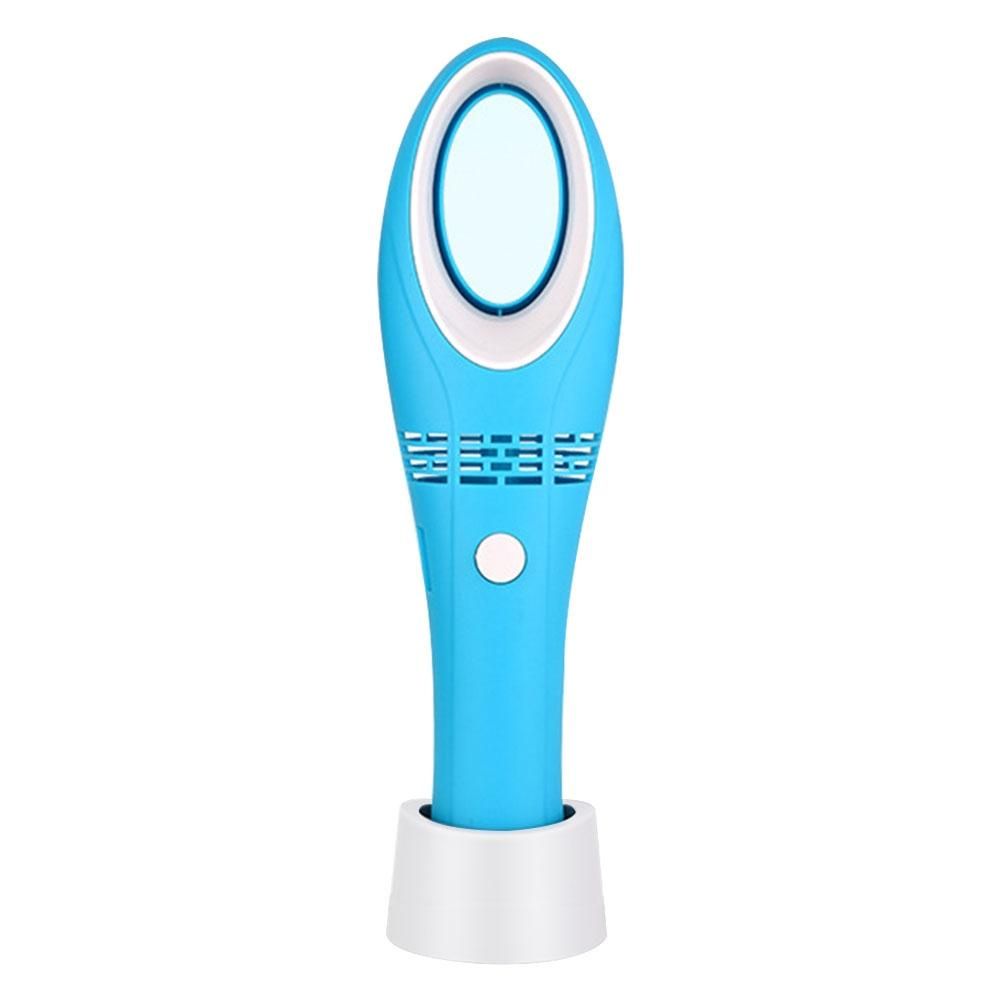 USB Handheld Mini Cooler Leafless Fan Rechargeable Portable (Blue)